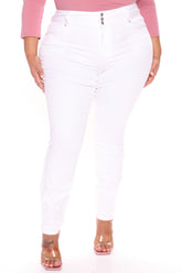 Sneak A Peek Booty Lifting Skinny Jeans - White